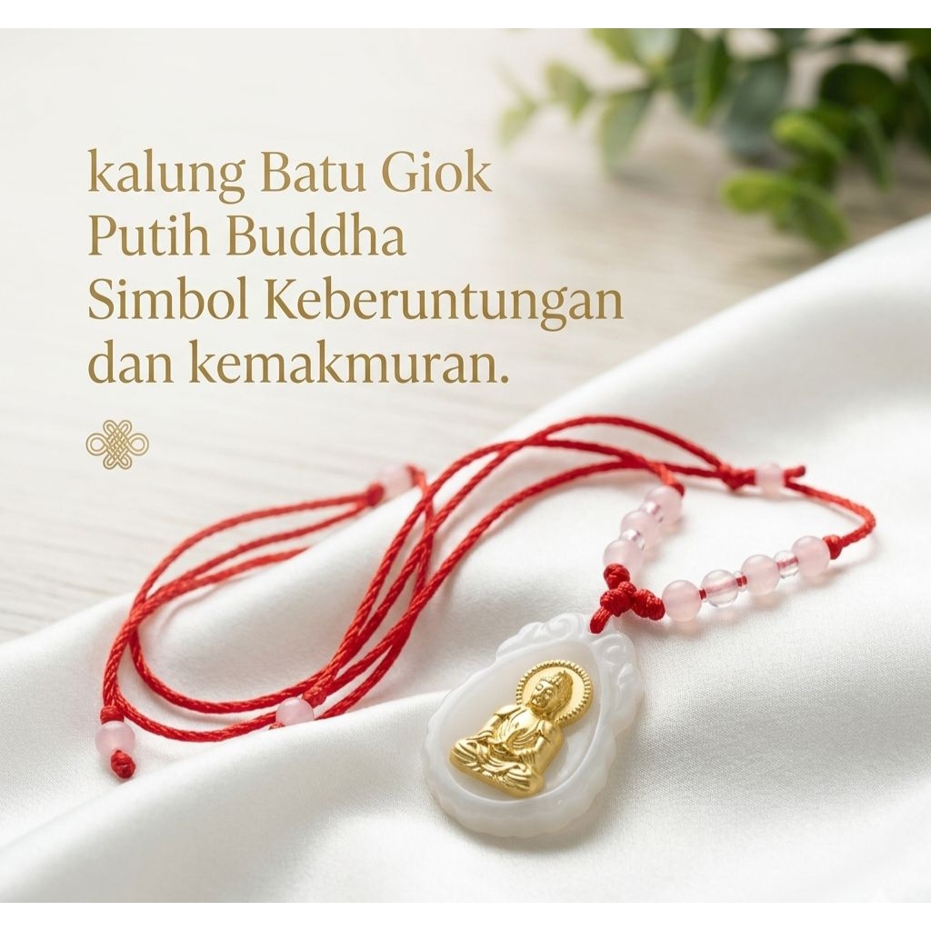kalung Wanita Giok Putih Buddha