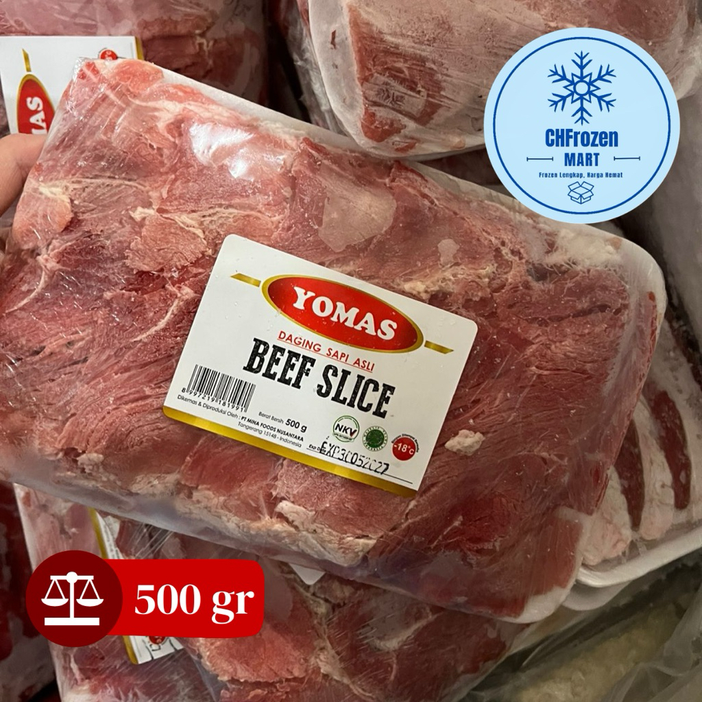 Slice Beef Low Fat YOMAS 500g | Daging Sapi Slice Frozen