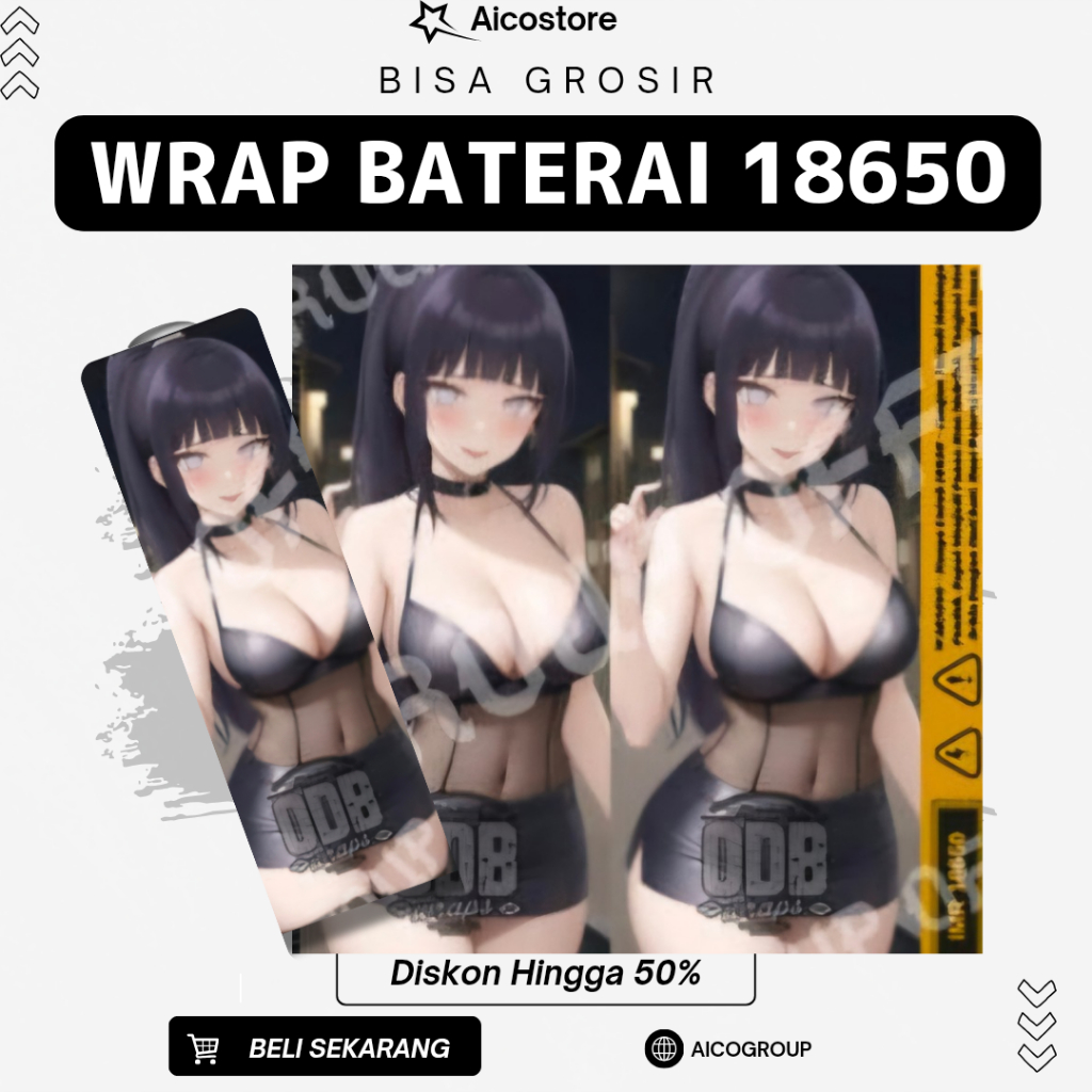 WRAP SERIES Stiker Wrap Baterai 21700 Motif Hinata Anime Waifu Premium Vinyl Anti Air Pelindung Skin