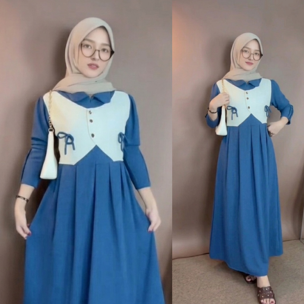 Fita Dress Knit Gamis Knit Rompi Pita Gamis Cardi Simple Elegan Kekinian