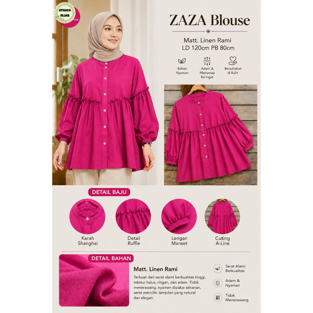 Pakaian Wanita HQ ZAZA BLOUSE From AtHAYA FASHION STORE
