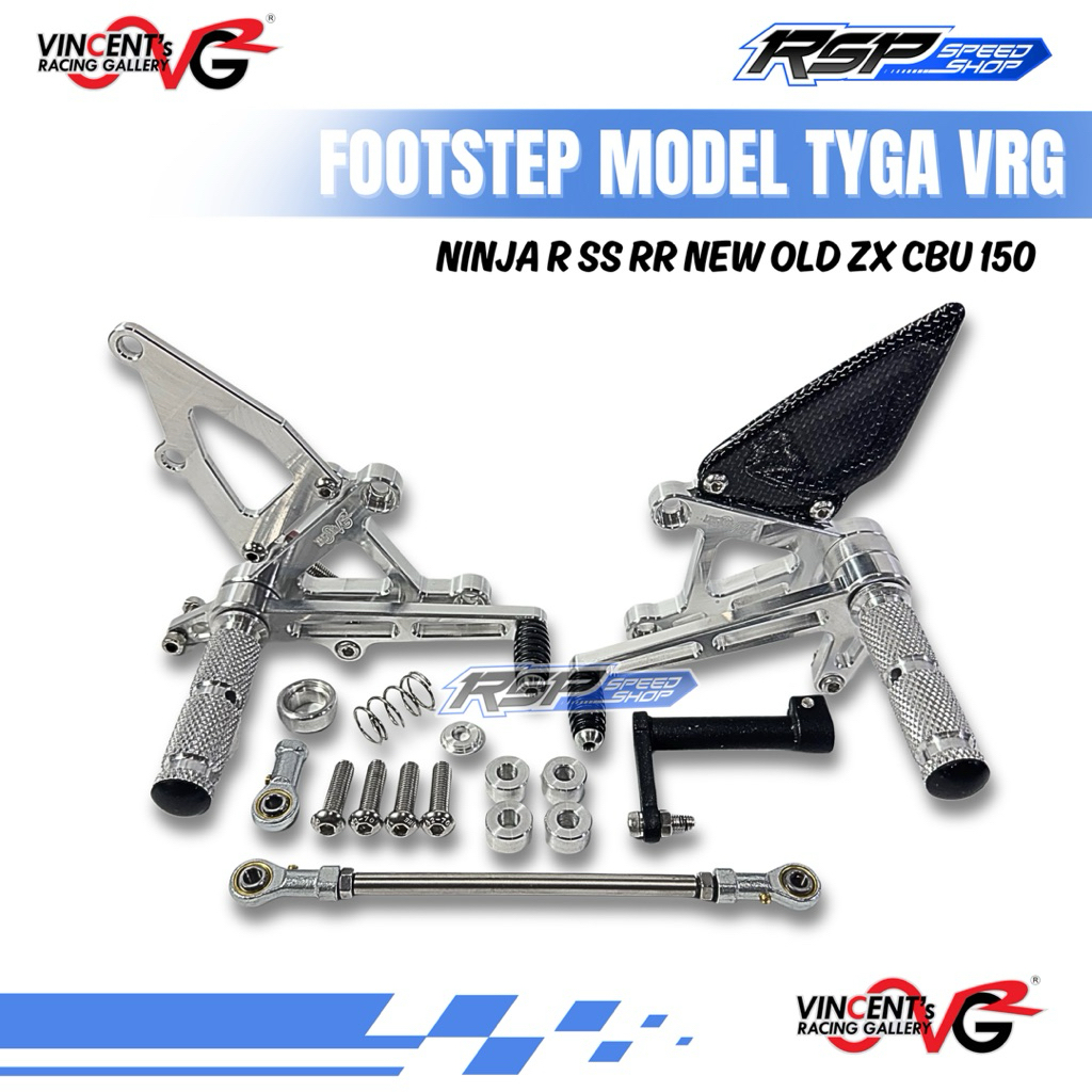 FOOTSTEP UNDERBONE UB VRG MODEL TYGA NINJA R SS RR NEW OLD ZX CBU 150 FOOTSTEP ALUMUNIUM CNC ORIGINA