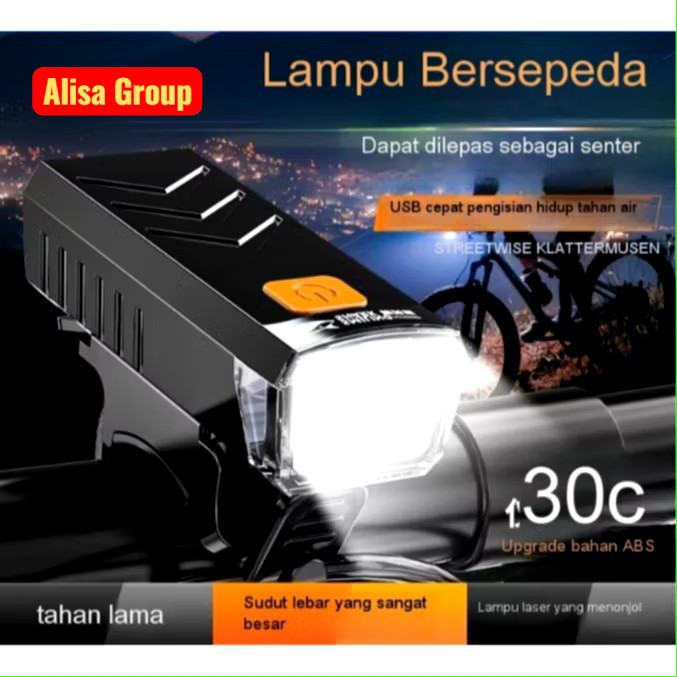 Lampu SEPEDA LED WATERPROOF Super TERANG USB Rechargeable