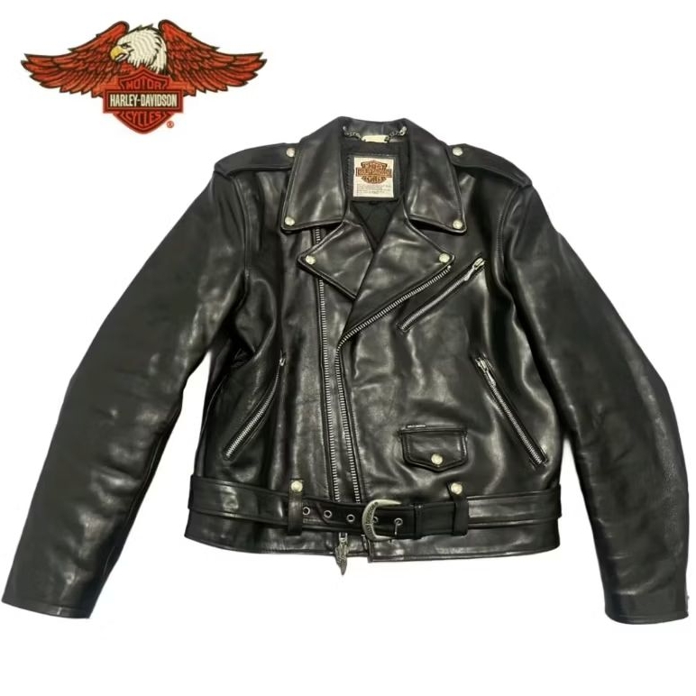 Harley Davidson Horsehide Double Rider Leather Biker Jacket X Jaket Kulit Schott Perfecto Ramones Va