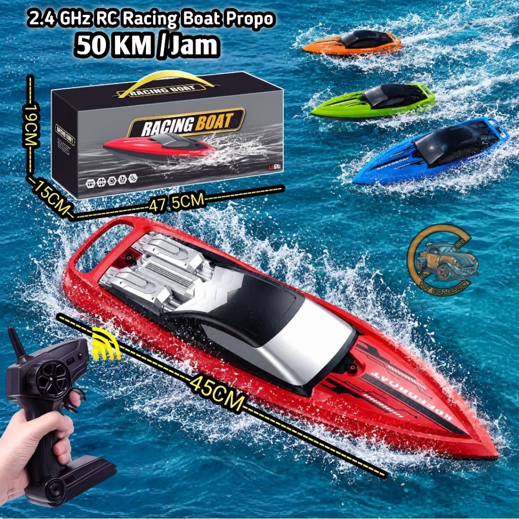 RC Speed Boat Propo 2.4GHz kecepatan 50Km/Jam Mainan perahu ceapt ukuran besar