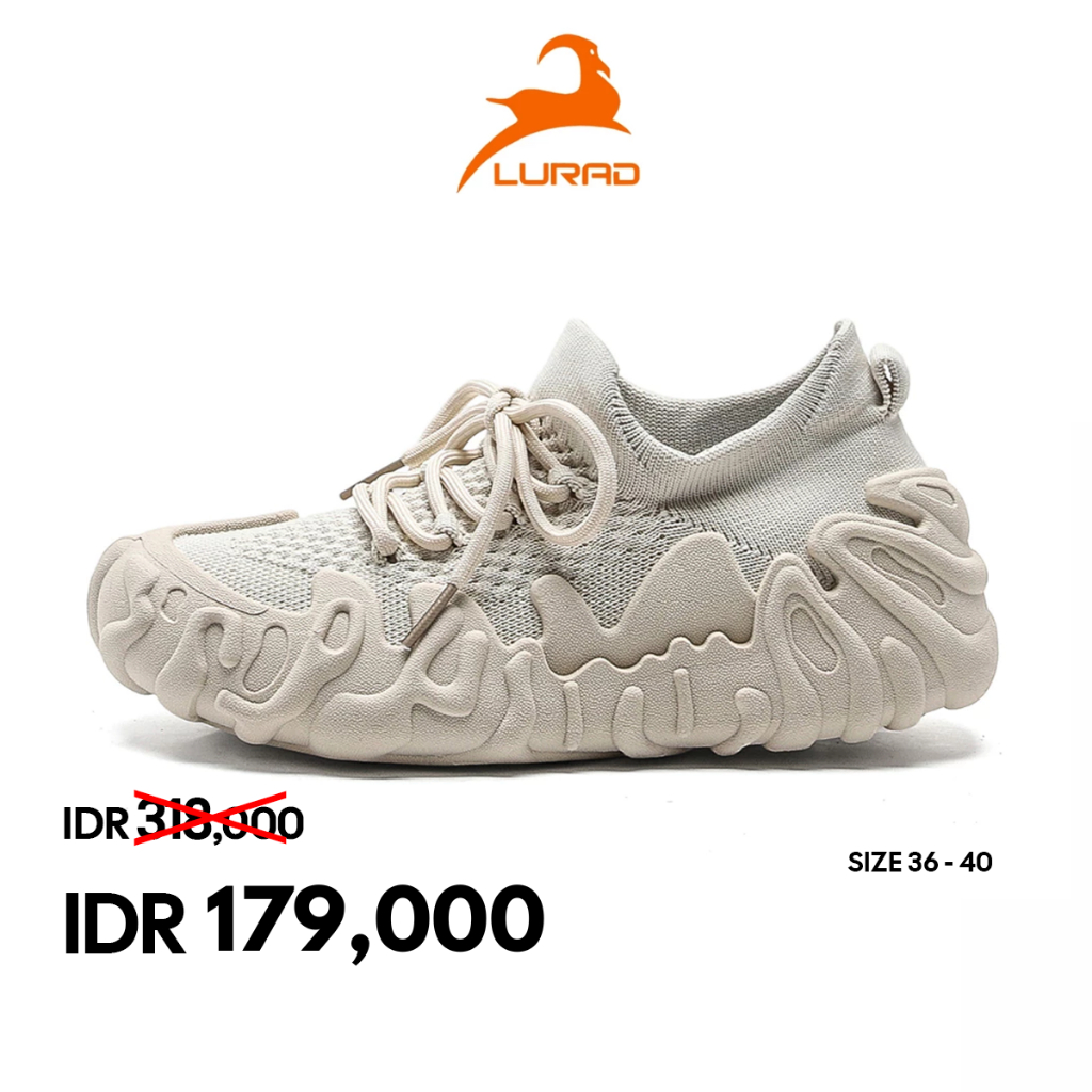 LURAD Sneakers Cewek Model Unik Warna Beige Sepatu Wanita Model Unik Sepatu Wanita Klasik QY812