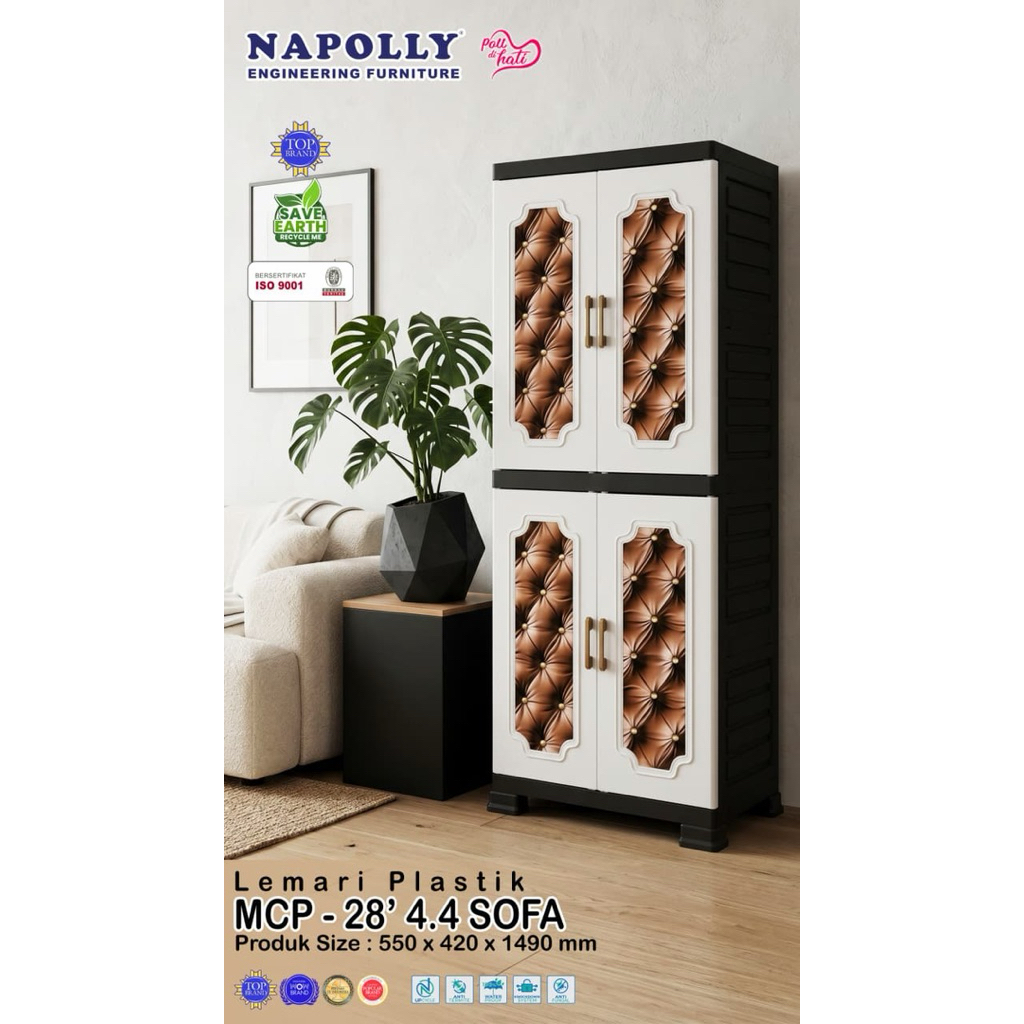 LEMARI PAKAIAN PLASTIK MINIMALIS NAPOLLY MCP 28” 4.4 GBM | 4.4 SOFA | MCAB 48 BATIQ