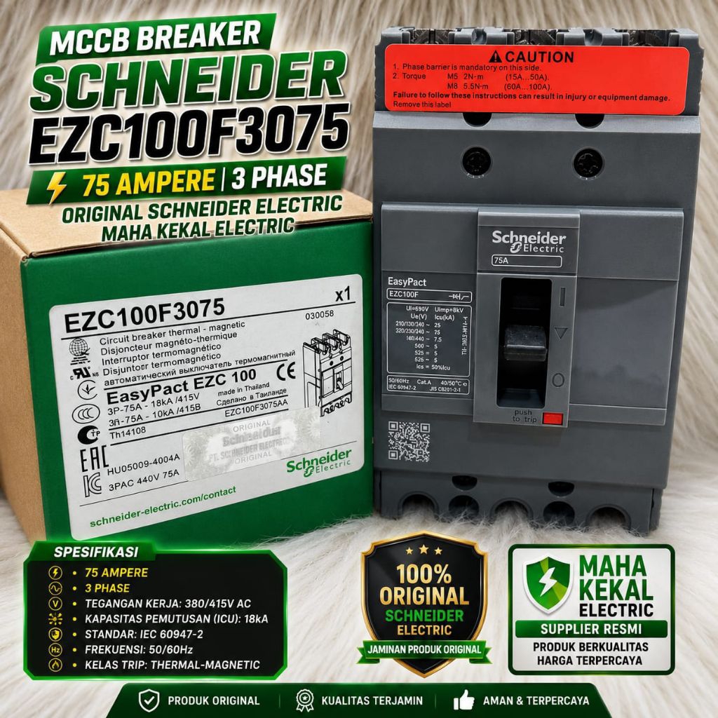 mccb breaker Schneider ezc100f3075 ezc100f 75a 3phase original mccb 75a breaker 75a nfb 75a breaker 