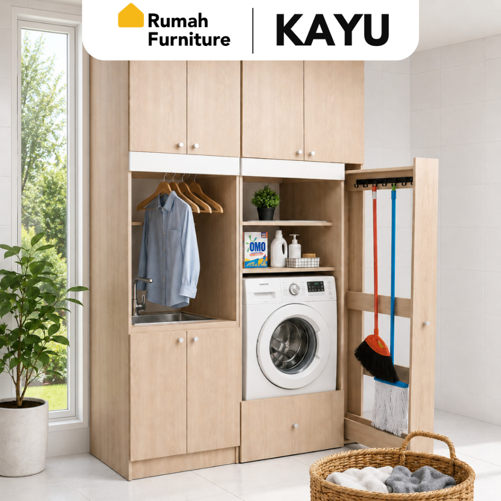 CORDOBA Lemari Laundry Kabinet Mesin Cuci Rak Kayu Modern Minimalis