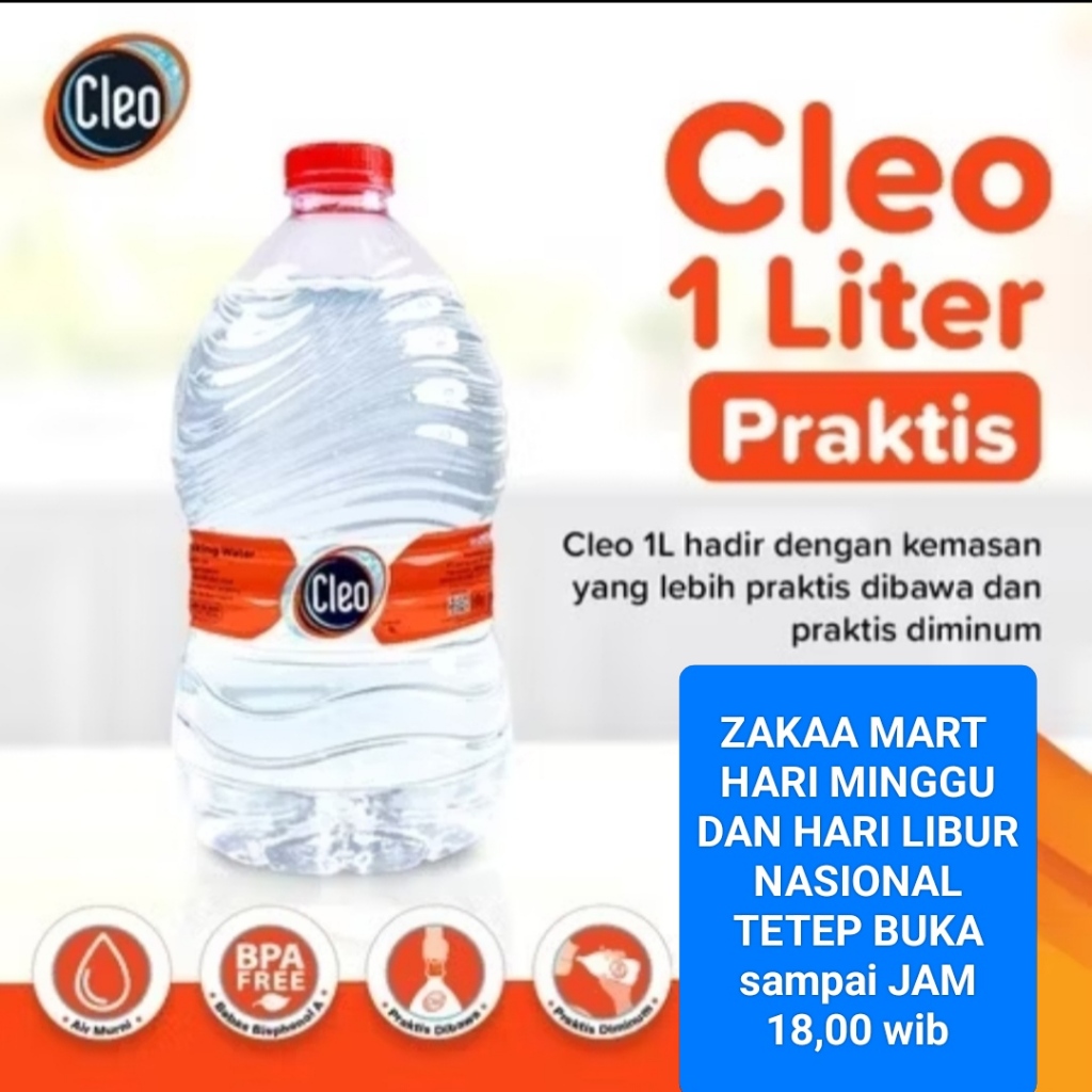 Cleo botol 1 Liter 1 dus isi 12 botol Praktis - air mineral