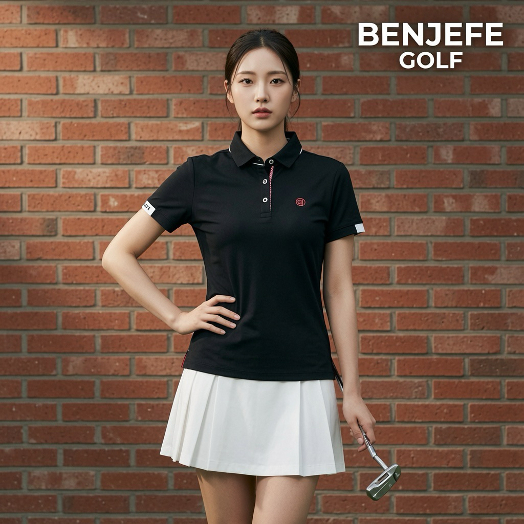 Kaos Polo Wanita BENJEFE GOLF Hitam Polo Shirt Size L Original Second