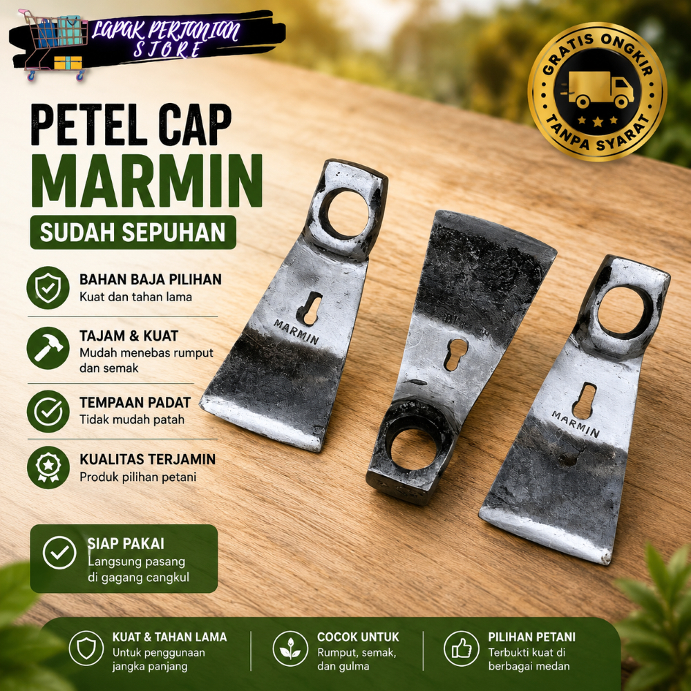 Petel Kayu Cap Marmin Asli Sepuhan Kualitas Super Premium Baja Per - Mata Petel Kayu Pahat - Petel T