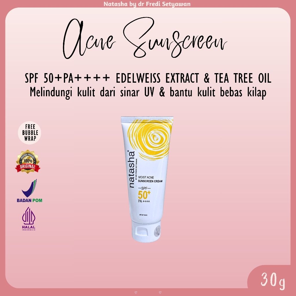Natasha Acne Sunscreen, Acne Sunblock, Sunscreen Jerawat, Tirai Natasha, SPF 50+ PA++++