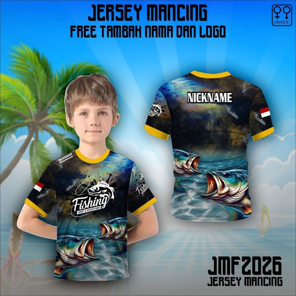 Jersey anak mancing mania baju kaos Jersey angler mania dryfit