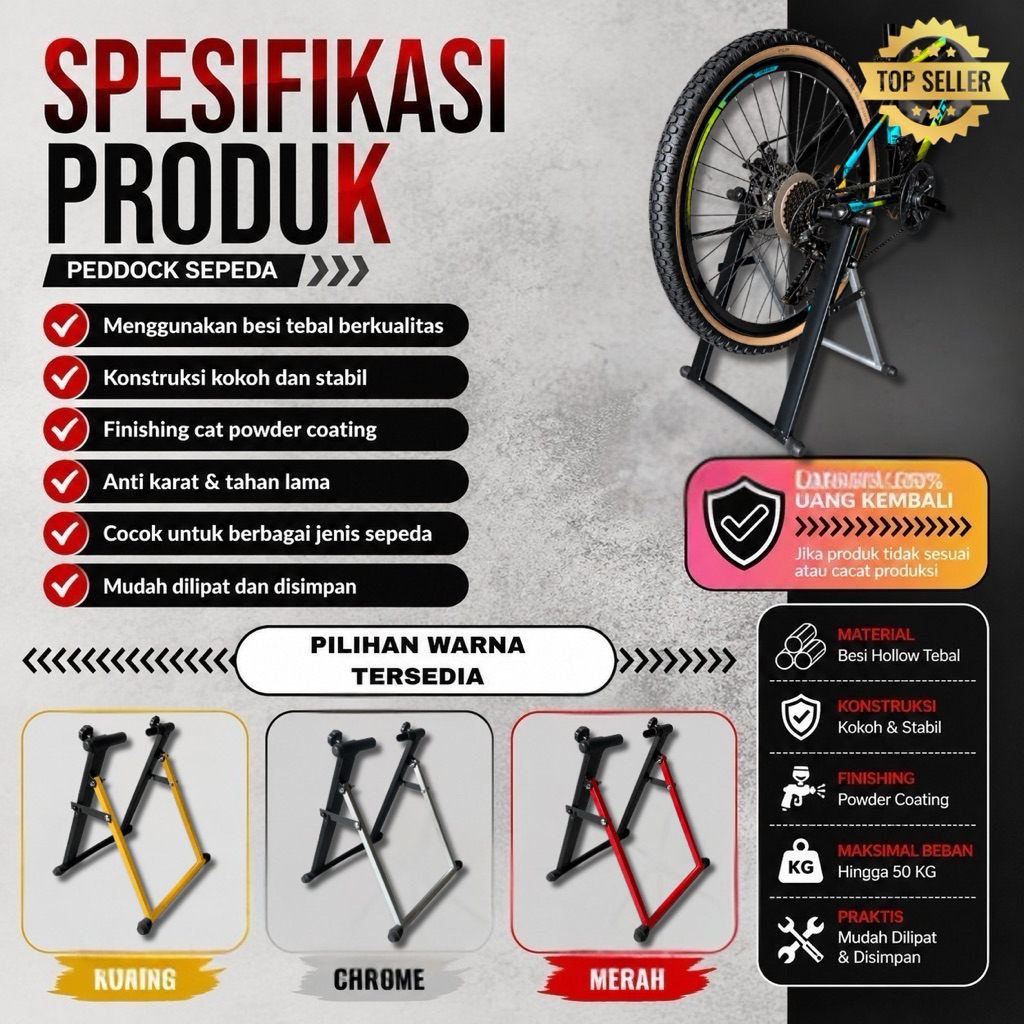 Paddock Sepeda Universal – Stand Penyangga/Parkir Sepeda MTB Roadbike Fixie Seli Anti Slip