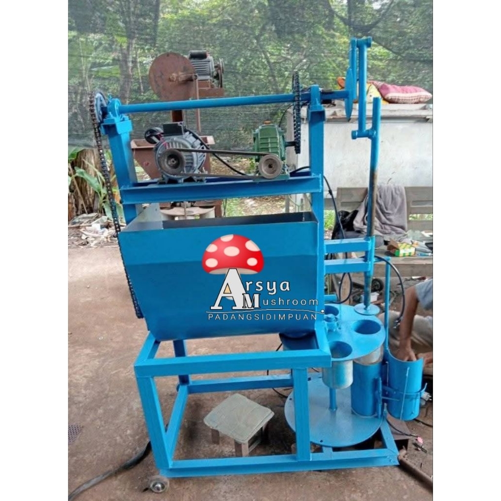 mesin press baglog jamur 4 tabung