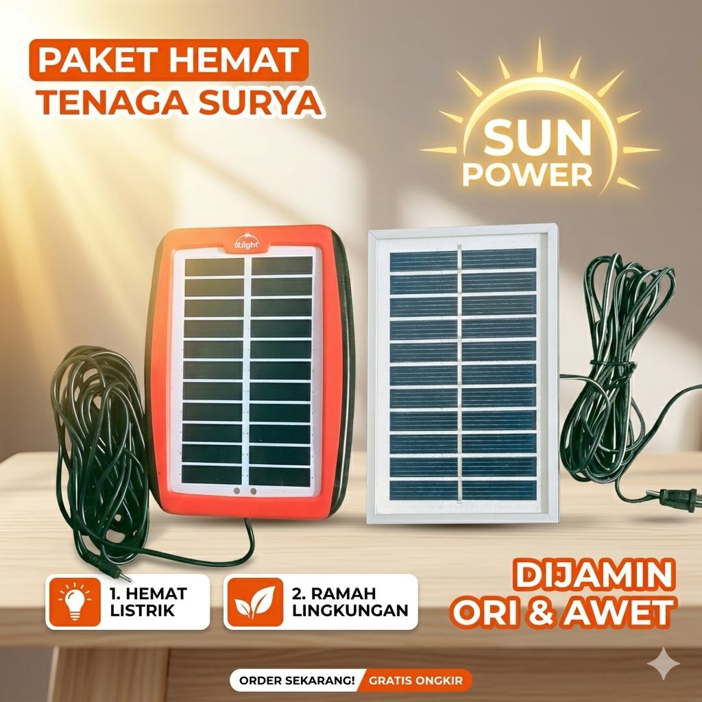 Solar cell/ Panel Surya 1,3 wp /1.3 watt- Efisien, Tahan Lama, Praktis
