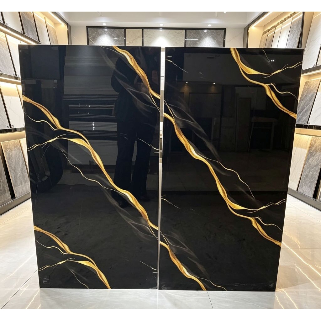 Granit 60x120 Dinding Lantai  motif hitam corak gold