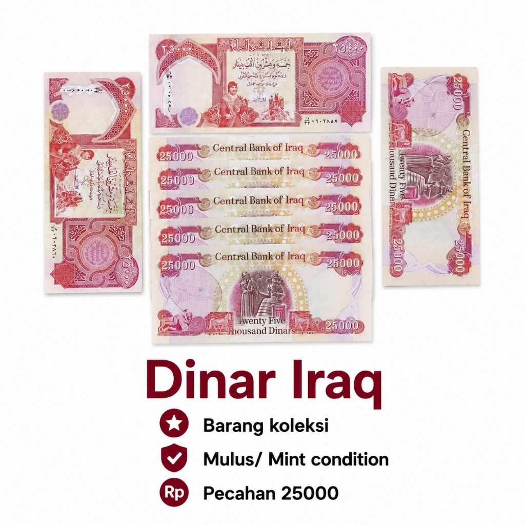 Koleksi Dinar Iraq Pecahan 25000 Dinnar irak  Asli 25.000
