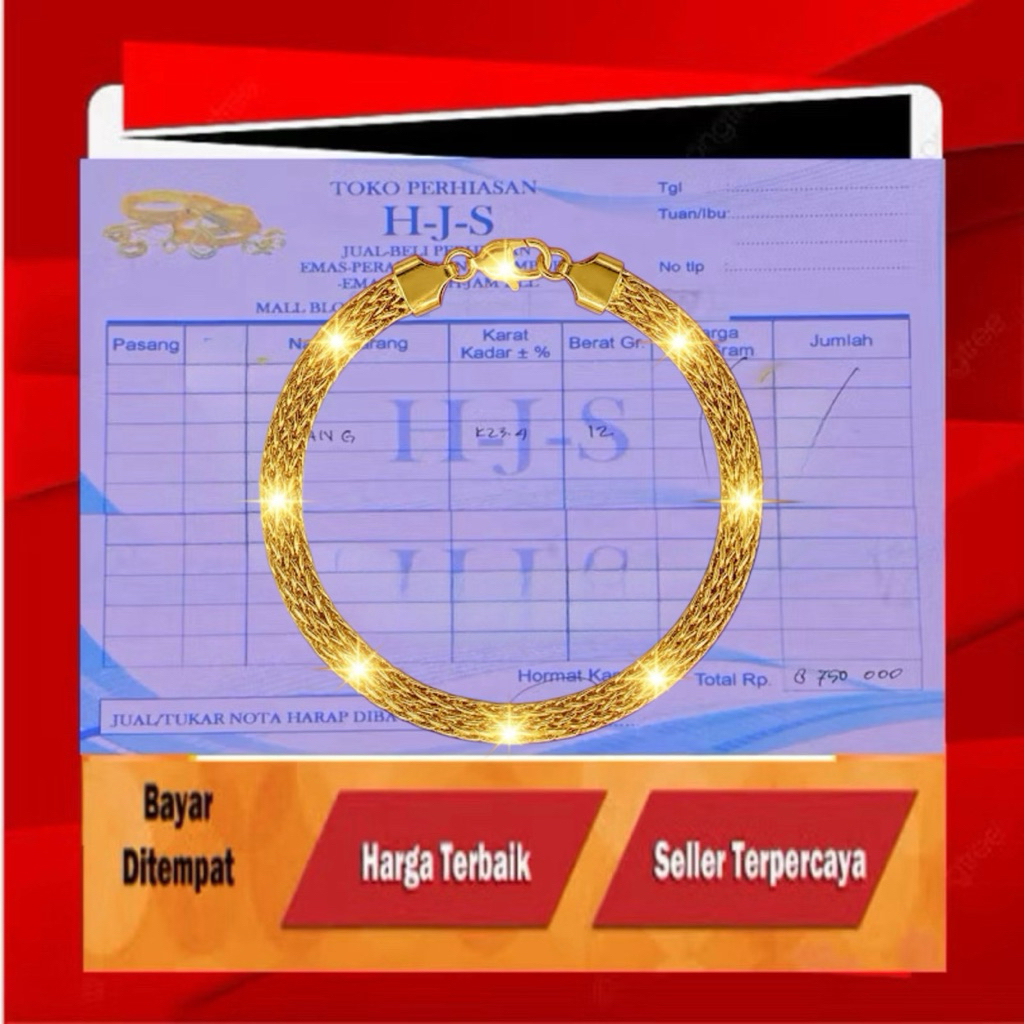 Terlaris...perhiasan gelang terbaru motif emasT4 ada nota sesuai gambar