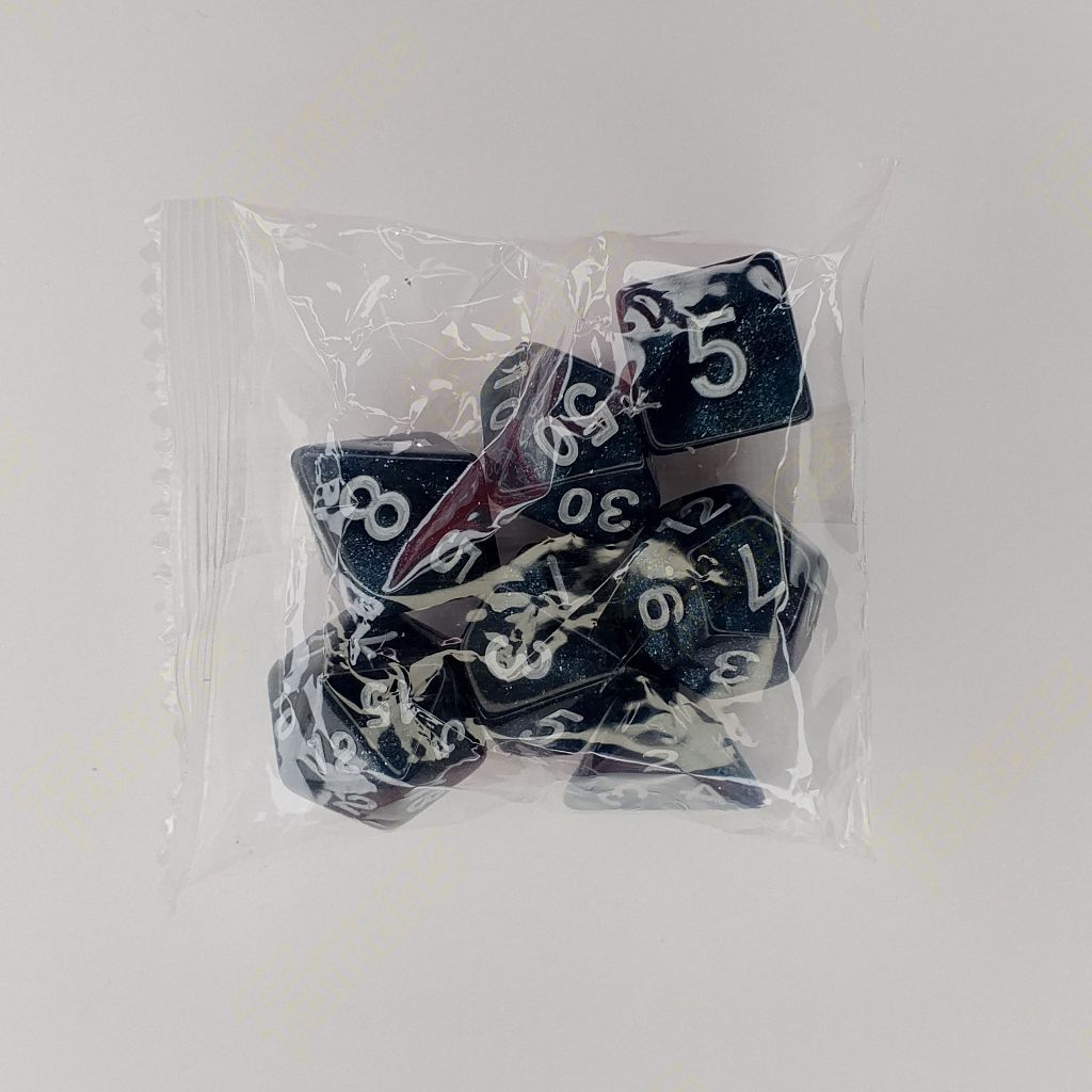 Dadu/Dice DND Polyhedral set isi 7 (Pearl Black)