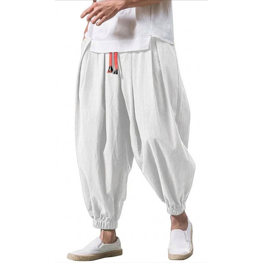 Celana Panjang Harem Linen Pria Wanita Aladin Korean Style Loose Pants Size M L XL XXL Tidak Nerawan