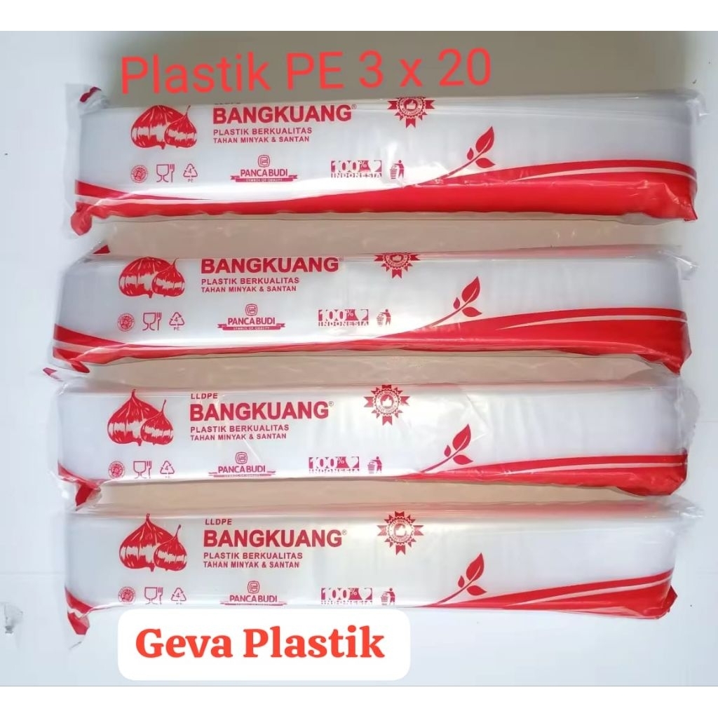 ( 2 bks) Plastik PE Bangkuang 3x20 Plastik Bening Bangkuang 3x20 Plastik Es Lilin Bengkuang 3x20