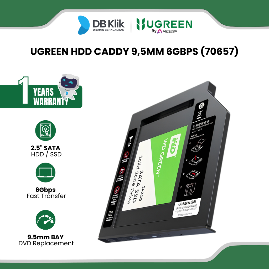 Ugreen Hdd Caddy 9,5Mm 6Gbps - Harddisk Caddy (70657)