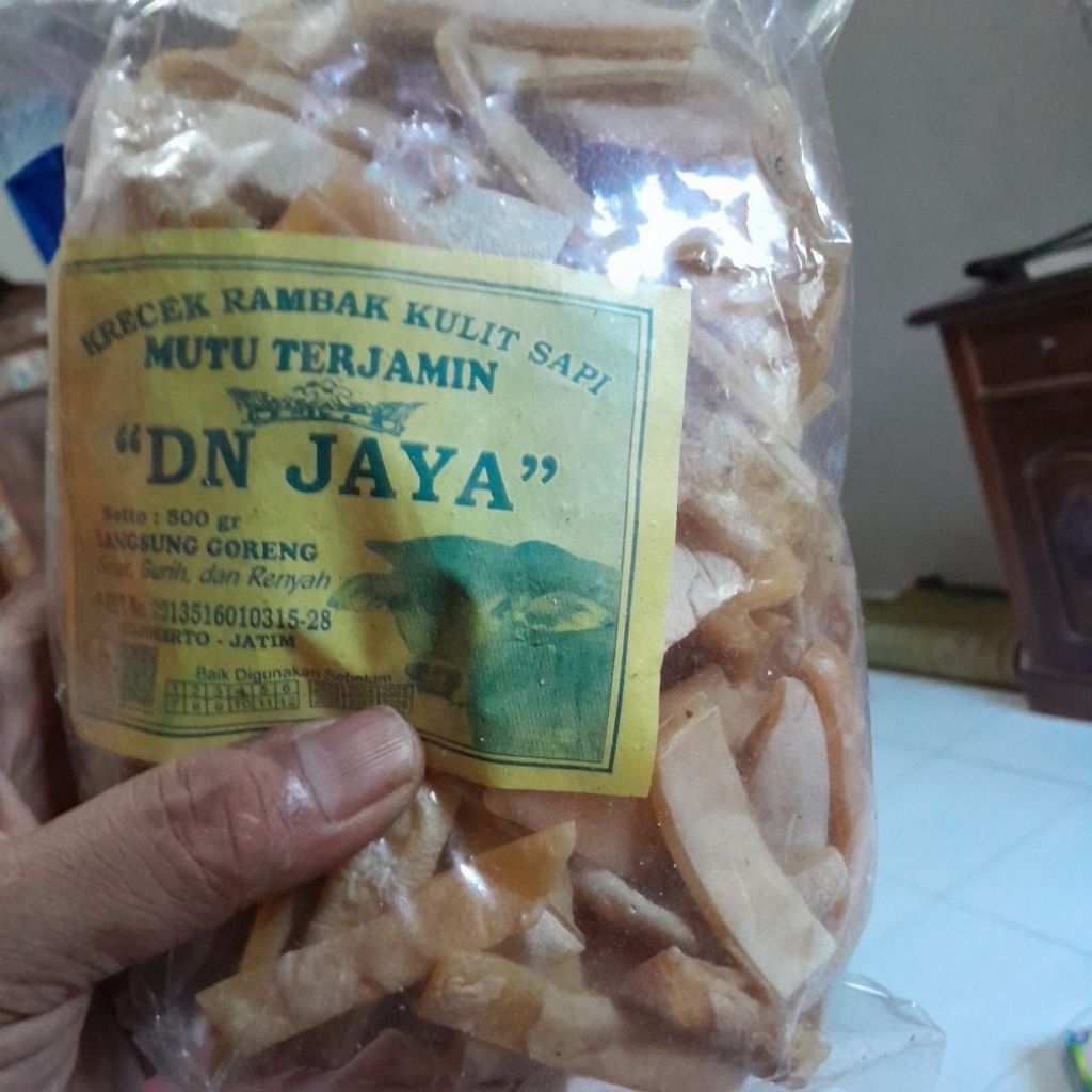Rambak Kulit Sapi Mentah "DN JAYA" 500gr - Krecek Stik Gurih Renyah Premium
