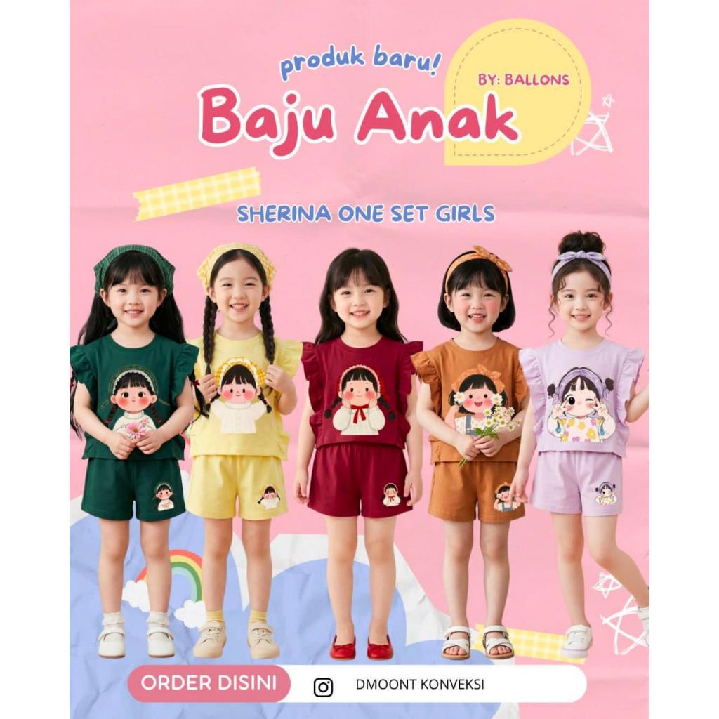 BALLOONS Setelan Baju Rok Bayi Perempuan 6 - 12 Bulan 1 2 3 4 Tahun / Baju Anak Perempuan Murah Bagu