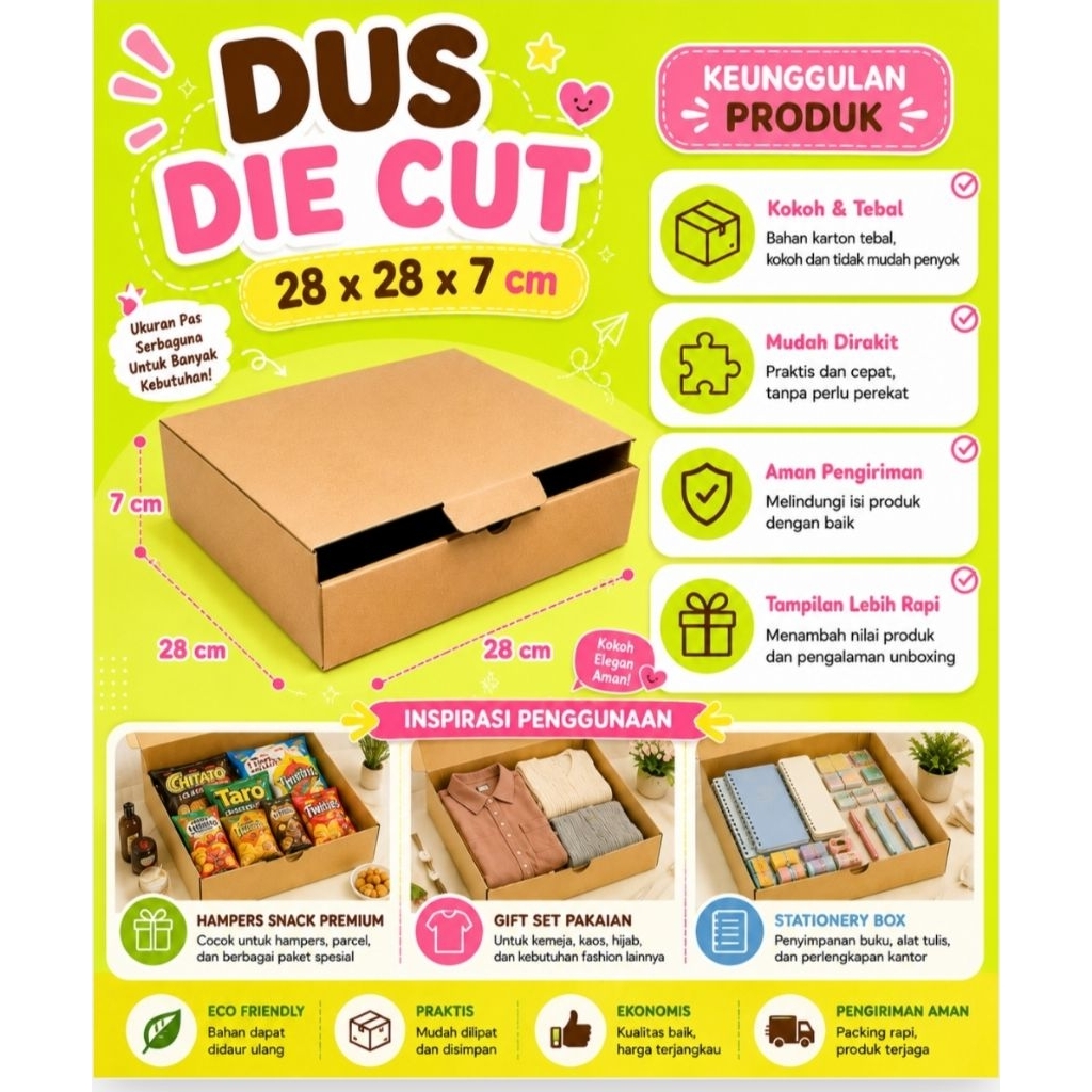 KARDUS PACKING PIZZA DIE CUT 28X28X7