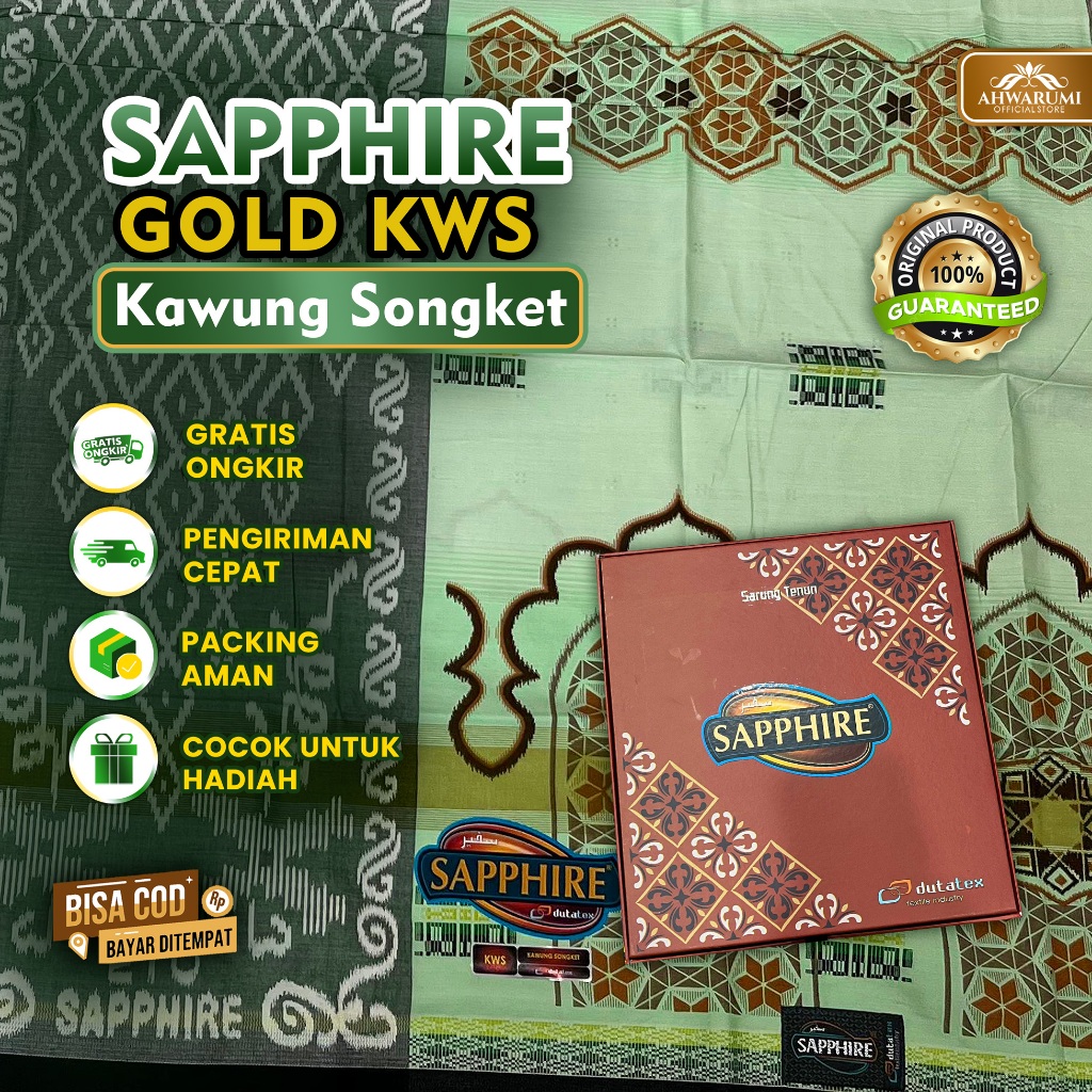 Sarung Sapphire KWS Gold Kawung Songket