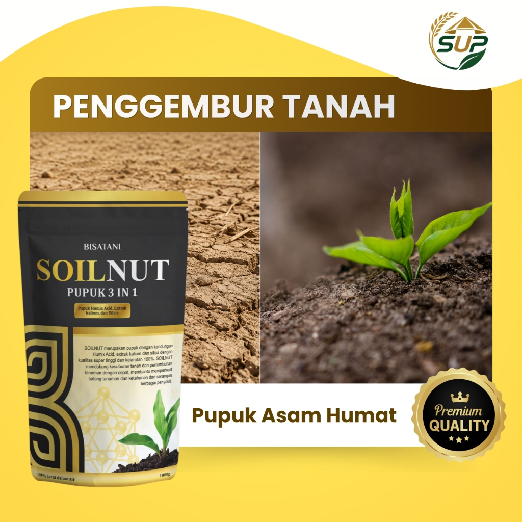 SOILNUT Pupuk Penyubur Penggembur dan Penyubur Tanaman Asam Humat Pembenah Tanah Agar Gembur