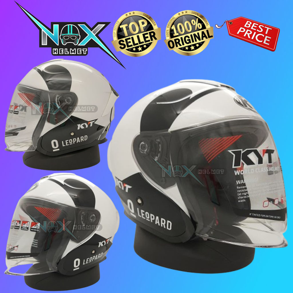Helm Original KYT KYOTO RANGER 2.0 Motif Leopard Panda Spoiler Halfface