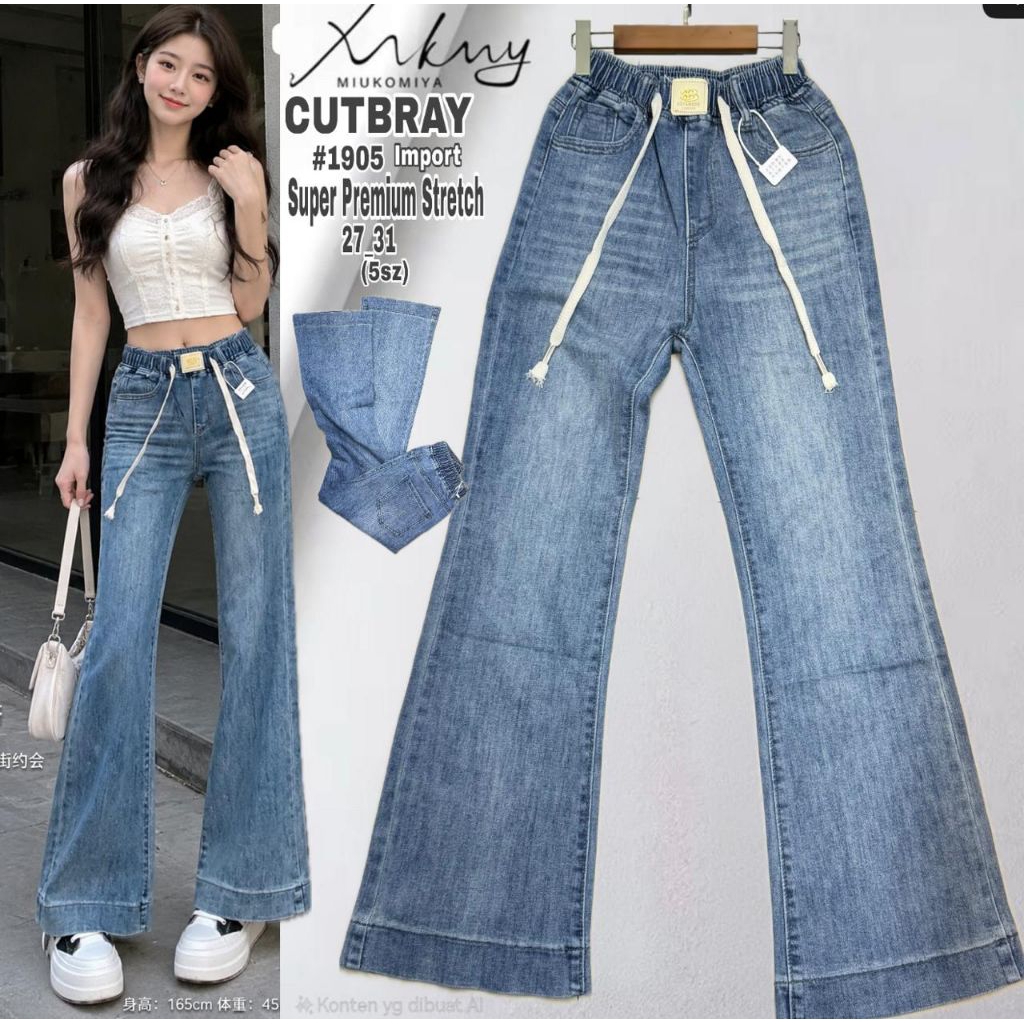 CELANA LEVIS CUTBRAY WANITA DENGAN DETAIL TALI DI PINGGANG KARET