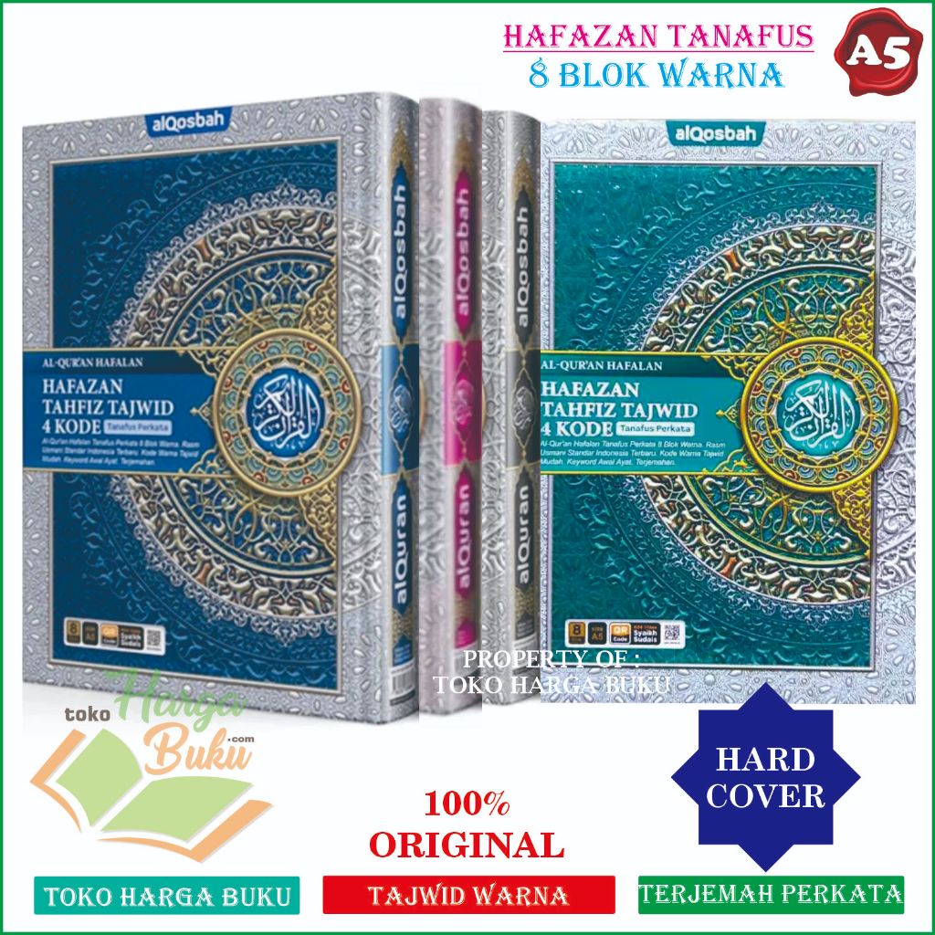 Foto Al-Quran Hafazan Tahfiz Tajwid 4 Kode Tanafus PERKATA Ukuran A5 Sedang Terjemah 8 Blok Warna Rasm Utsmani Qr Code 604 Video Murrotal Syaikh Sudais - ALQOSBAH
