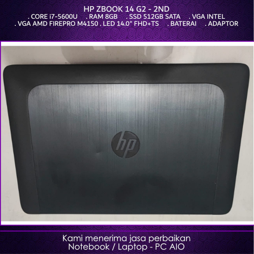 Laptop Notebook HP ZBOOK 14 G2 Core i7 Gen5 RAM 8GB SSD 512GB Dual VGA Intel & AMD FirePro M4150 14.