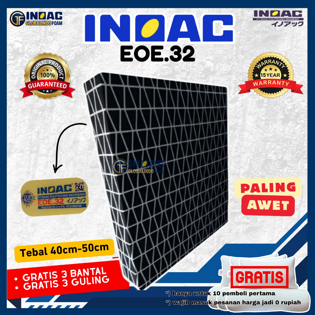 [ ORIGINAL ] KASUR BUSA INOAC EOE D32 YELLOW / BUSA INOAC HIGH QUALITY GARANSI ANTI KEMPES 15 TAHUN 