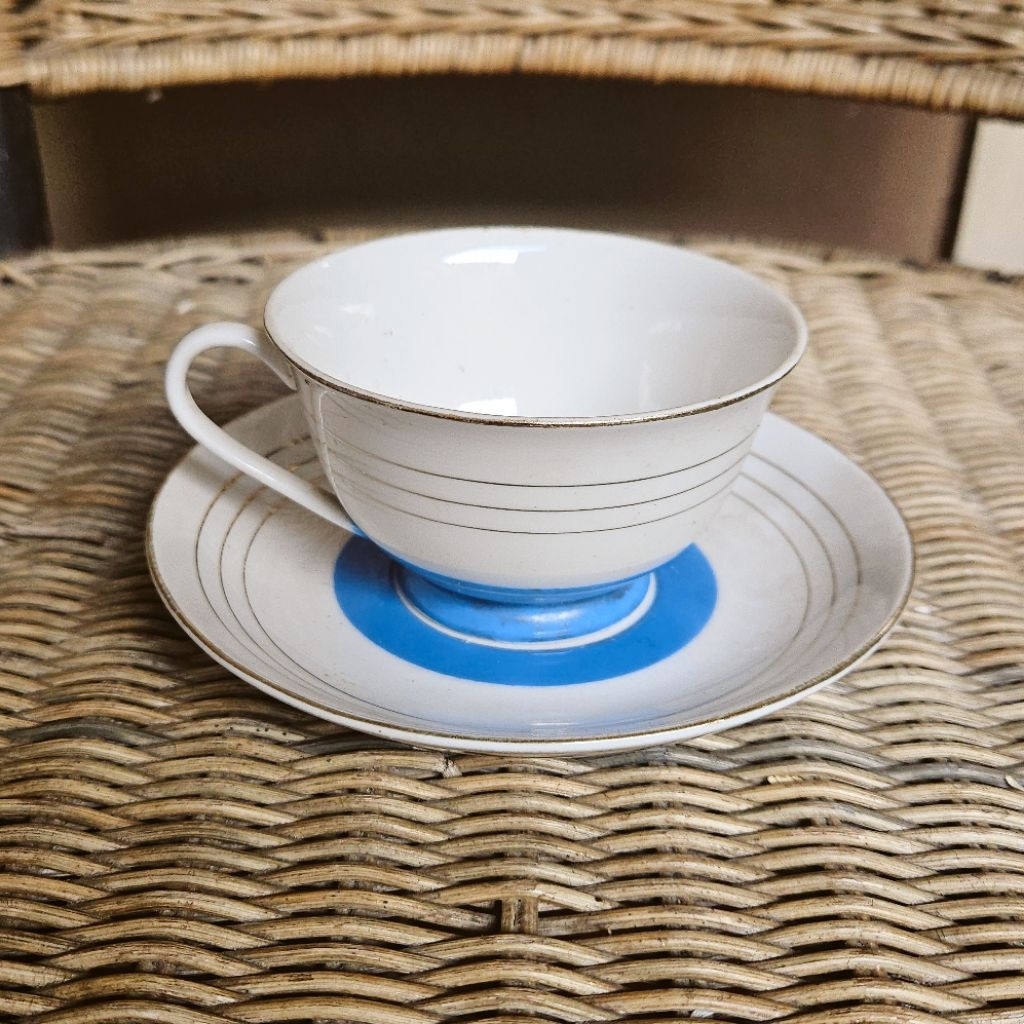 tea cup cangkir lawas vintage retro coaster set keramik