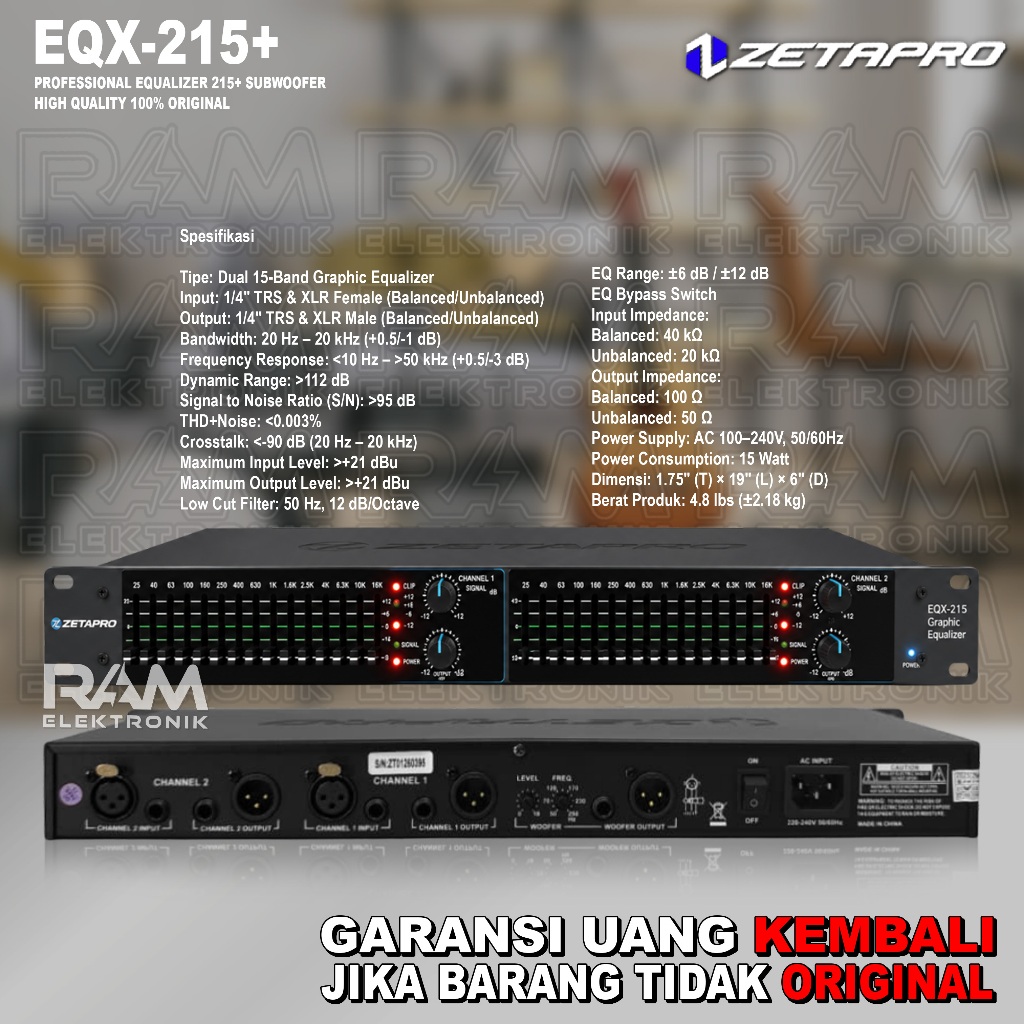 EQX EQ Equalizer ZETAPRO 215+ / 215 + / 215 Plus Subwoofer Original