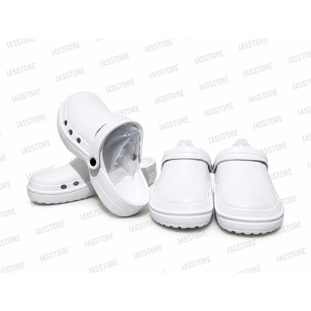 Sandal Slip On Anti Slip Putih | Sandal Medis | Dokter Perawat | Sandal Dapur SPPG MBG | Sandal Chef