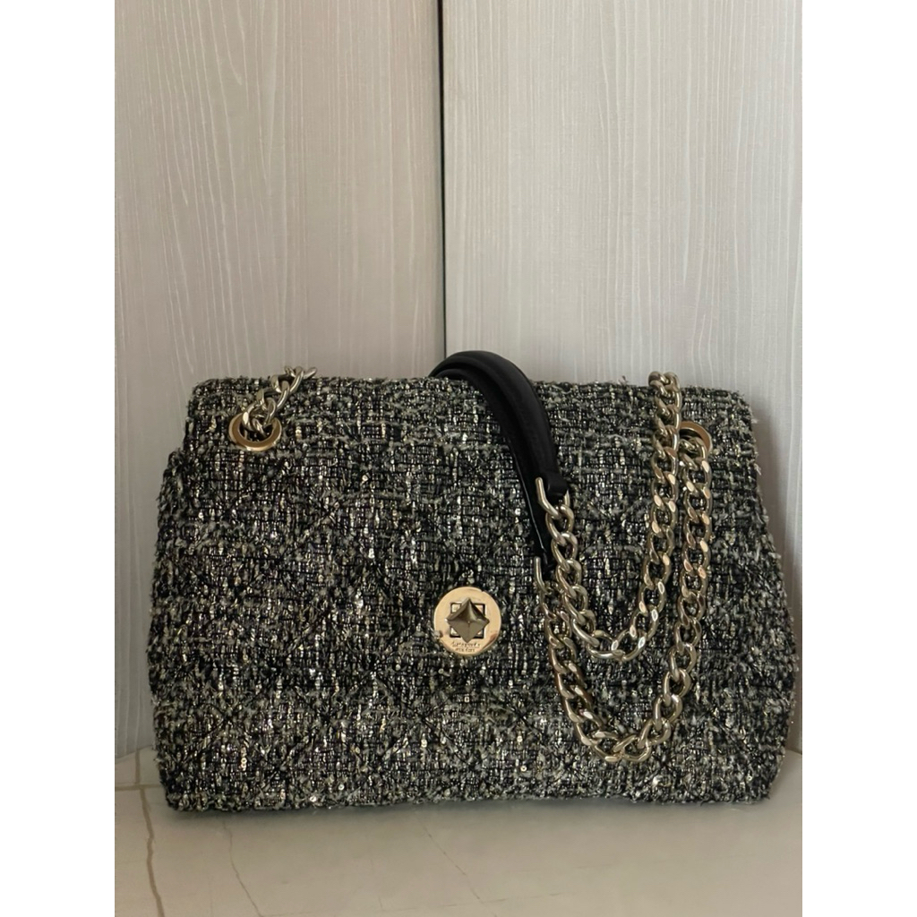 Natalia Tweed Medium Flap Shoulder Bag