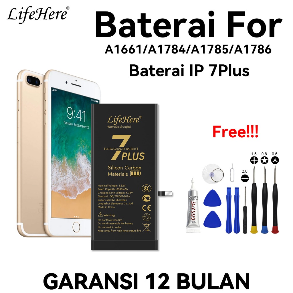 Lifehere baterai iphone 7 PLUS baterai   iphone 7P baterai 3490mah  baterai superkapasitas