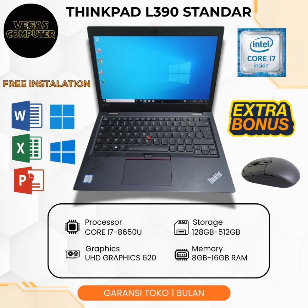 Lenovo Thinkpad L390 L380 i7 | i5 Gen 8 RAM 16GB SSD 512GB MULUS BERGARANSI