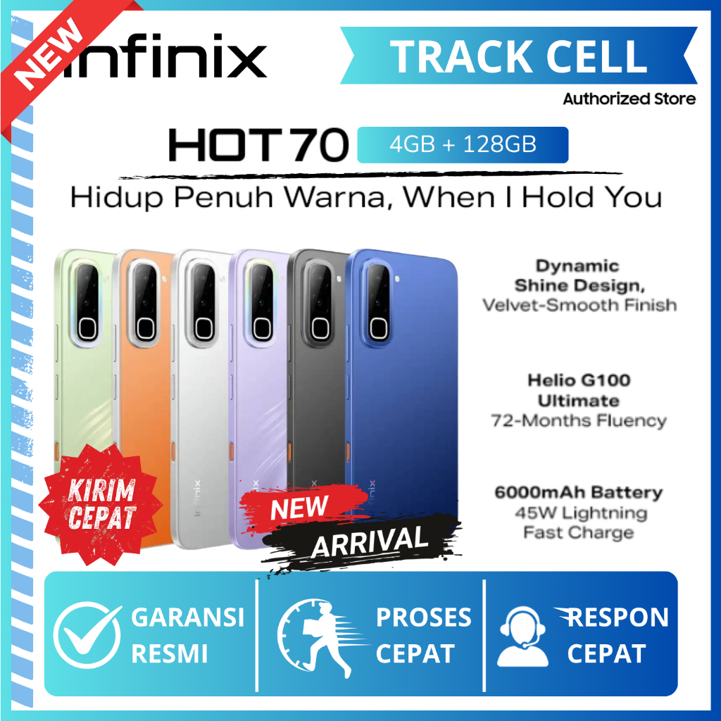 Infinix Hot 70 6/256GB 8/128GB 6/128 6.78" Helio G100 Ultimate HP Infinix Terbaru 2026 Garansi Resmi