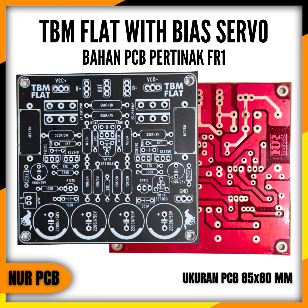 PCB Driver Power Amplifier TBM BCR Audio 32-90VAC 4-8 Ohm 8.5x8cm Pertinak FR1 PA-029