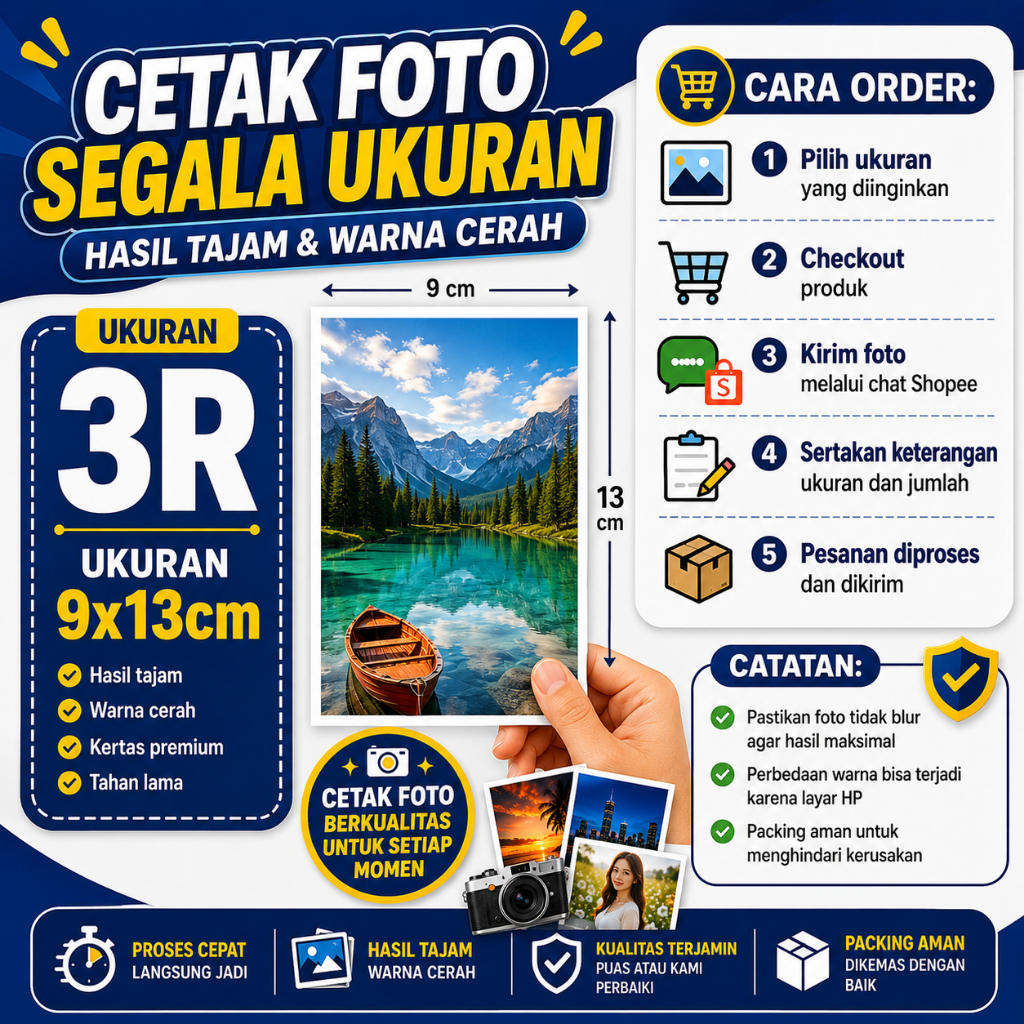 Cetak Foto 2R 3R 4R 5R Murah | KILAT PENGIRIMAN INSTAN | Ukuran Bahan Tebal 230 Gram | Harga Mulai 500