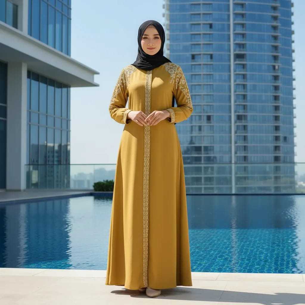 Gamis Bordir Renata Bahan Katun Toyobo