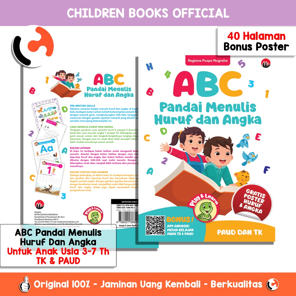 Buku ABC Belajar Menulis Huruf & Angka Anak TK & PAUD