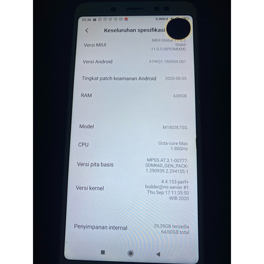 HP Xiaomi Redmi Note 5 4G Ram 64G ROM